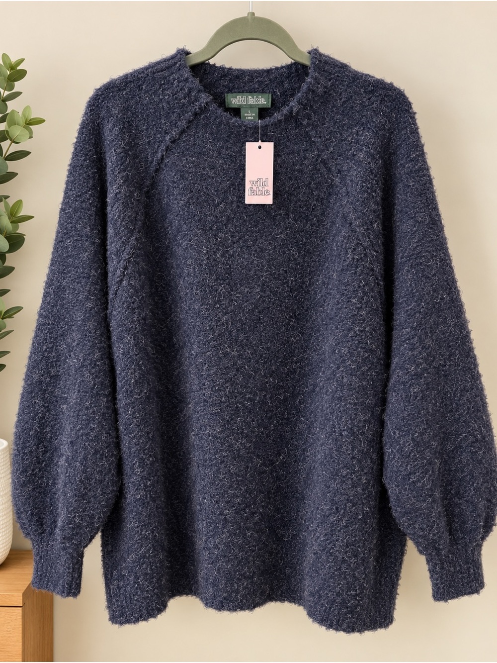 Wild Fable Navy Fuzzy Alpaca Blend Oversized Sweater NWT Size L